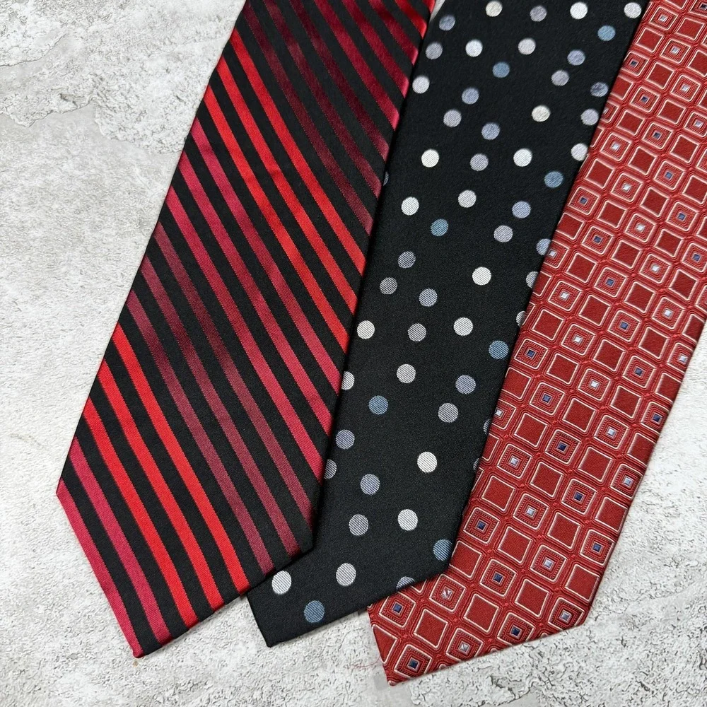 Croft & Barrow Silk Tie Set 3 Mens One Size Multicolor Striped 100% Silk Necktie